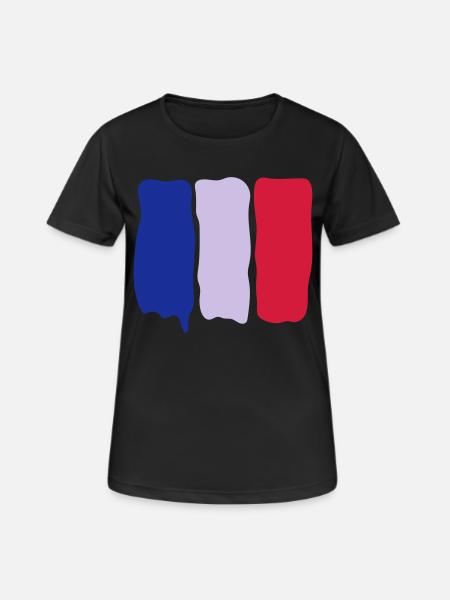 French flag runny paint - Women's Breathable T-Shirt - black