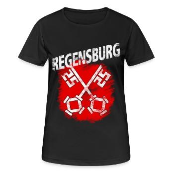 Regensburg - Frauen T-Shirt atmungsaktiv - Schwarz - Vorne - AI Model Female 172 light (172cm)