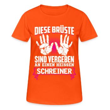 SCHREINER - Brüste - Frauen T-Shirt atmungsaktiv - Neonorange - Vorne - AI Model Female 172 dark (172cm)