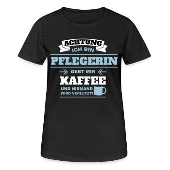 Gebt mir Kaffee ich bin Pflegerin - Frauen T-Shirt atmungsaktiv - Schwarz - Vorne - AI Model Female 172 light (172cm)