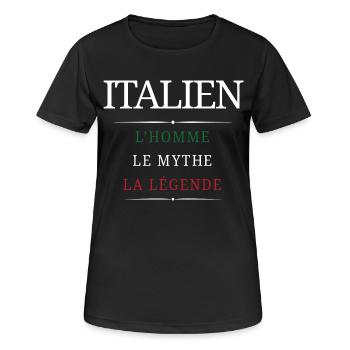Italien Homme Mythe - T-shirt respirant Femme - noir - Devant - AI Model Female 172 light (172cm)