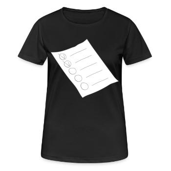 Sheet of paper job list - Women's Breathable T-Shirt - black - Front - AI Model Female 172 light (172cm)