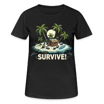 VACANCES SUR L’ÎLE - T-shirt respirant Femme - noir - Devant - AI Model Female 172 light (172cm)