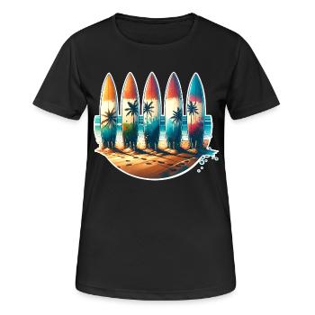 Surfeurs - T-shirt respirant Femme - noir - Devant - AI Model Female 172 light (172cm)