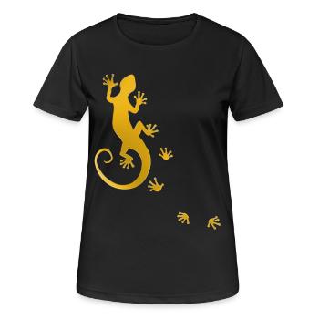 running gecko gold - Women's Breathable T-Shirt - black - Front - AI Model Female 172 light (172cm)