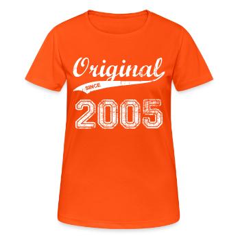 2005 - Frauen T-Shirt atmungsaktiv - Neonorange - Vorne - AI Model Female 172 dark (172cm)