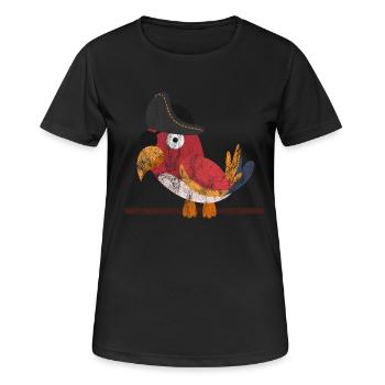Chemise de pirate d'oiseau tropical de cadeau de perroquet - T-shirt respirant Femme - noir - Devant - AI Model Female 172 light (172cm)