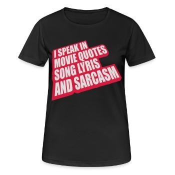 speak lyrics and sarcasm - Women's Breathable T-Shirt - black - Front - AI Model Female 172 light (172cm)