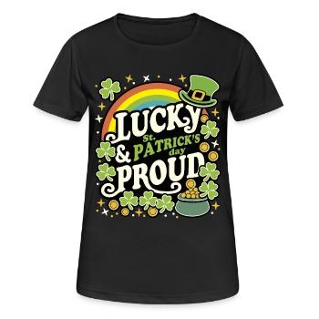 Chanceux et fier SAINT-PATRICK - T-shirt respirant Femme - noir - Devant - AI Model Female 172 light (172cm)