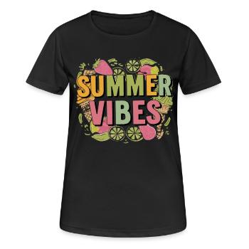 Summer Vibes - Frauen T-Shirt atmungsaktiv - Schwarz - Vorne - AI Model Female 172 light (172cm)