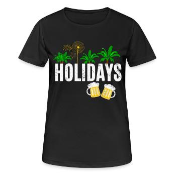 Ferien - Frauen T-Shirt atmungsaktiv - Schwarz - Vorne - AI Model Female 172 light (172cm)
