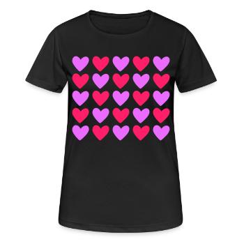 Herzen Bunt Liebe Herz - Frauen T-Shirt atmungsaktiv - Schwarz - Vorne - AI Model Female 172 light (172cm)