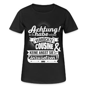 Verrückte Cousine -Für Kinder und Babys! - Frauen T-Shirt atmungsaktiv - Schwarz - Vorne - AI Model Female 172 light (172cm)