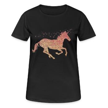 La licorne pailleté d'or - T-shirt respirant Femme - noir - Devant - AI Model Female 172 light (172cm)