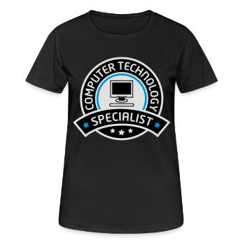 computer technology specialist - Women's Breathable T-Shirt - black - Front - AI Model Female 172 light (172cm)