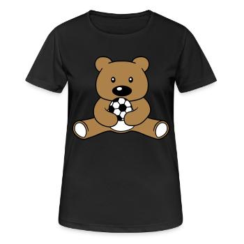 fussball spielen sport verein ball baer suess nied - Frauen T-Shirt atmungsaktiv - Schwarz - Vorne - AI Model Female 172 light (172cm)