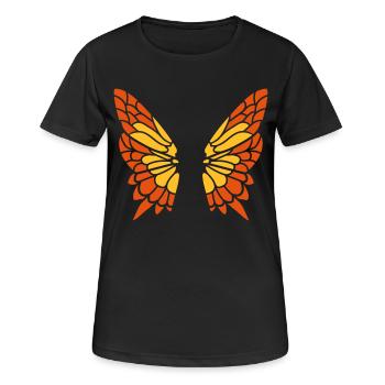 Schmetterling Fluegel Muster - Frauen T-Shirt atmungsaktiv - Schwarz - Vorne - AI Model Female 172 light (172cm)