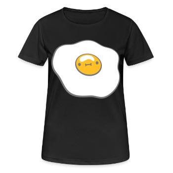 Oeuf au plat avec visage - T-shirt respirant Femme - noir - Devant - AI Model Female 172 light (172cm)