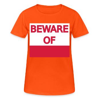 Panneau d'avertissement Panneau d'avertissement Attention au gabarit - T-shirt respirant Femme - orange néon - Devant - AI Model Female 172 dark (172cm)