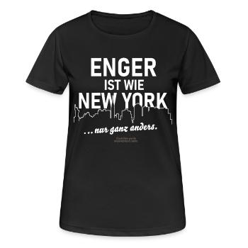 Enger ist wie New York ... nur ganz anders - Frauen T-Shirt atmungsaktiv - Schwarz - Vorne - AI Model Female 172 light (172cm)