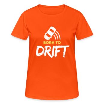 Né pour le drift - T-shirt respirant Femme - orange néon - Devant - AI Model Female 172 dark (172cm)