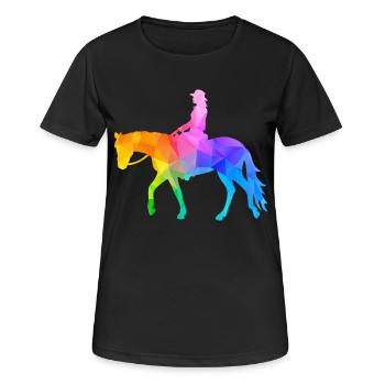Western Lady Westernreiterin Pleasure Riding - Frauen T-Shirt atmungsaktiv - Schwarz - Vorne - AI Model Female 172 light (172cm)