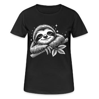 Mignon paresseux endormi se calme - T-shirt respirant Femme - noir - Devant - AI Model Female 172 light (172cm)