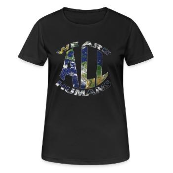 we are all humans weltkugel - Frauen T-Shirt atmungsaktiv - Schwarz - Vorne - AI Model Female 172 light (172cm)