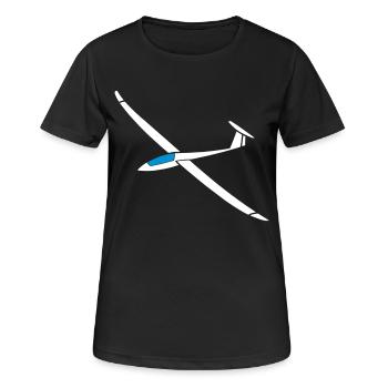 Duo Discus Segelflugzeug gleiten Pilot Flugzeug - Frauen T-Shirt atmungsaktiv - Schwarz - Vorne - AI Model Female 172 light (172cm)