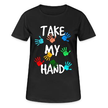 Take my Hand - Frauen T-Shirt atmungsaktiv - Schwarz - Vorne - AI Model Female 172 light (172cm)