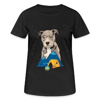 Pit Bull Terrier Pitbull Camping Zelten Geschenk - Frauen T-Shirt atmungsaktiv - Schwarz - Vorne - AI Model Female 172 light (172cm)