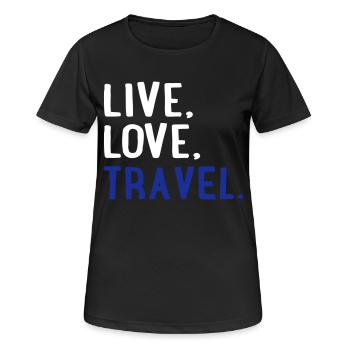Reisen - Frauen T-Shirt atmungsaktiv - Schwarz - Vorne - AI Model Female 172 light (172cm)
