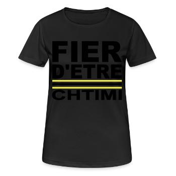 Fier d'être Chtimi - T-shirt respirant Femme - noir - Devant - AI Model Female 172 light (172cm)