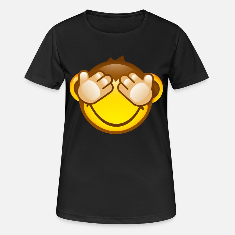 Smiley Monkey No Seeing - Frauen T-Shirt atmungsaktiv - Schwarz
