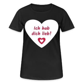 Ich hab dich Lieb Herz - Frauen T-Shirt atmungsaktiv - Schwarz - Vorne - AI Model Female 172 light (172cm)