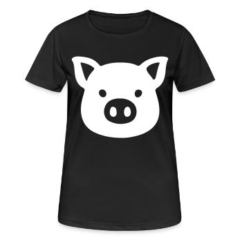 Schwein Kopf Sau - Frauen T-Shirt atmungsaktiv - Schwarz - Vorne - AI Model Female 172 light (172cm)