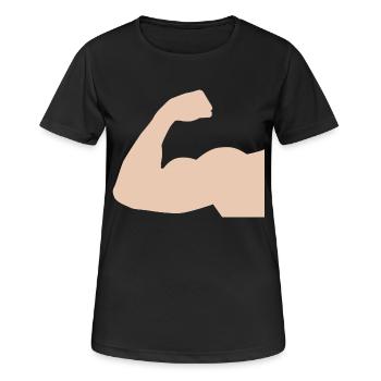 Arm 1 - Frauen T-Shirt atmungsaktiv - Schwarz - Vorne - AI Model Female 172 light (172cm)