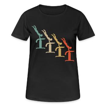 Retro Vintage Style Gymnastik Turnen Akrobatik - Frauen T-Shirt atmungsaktiv - Schwarz - Vorne - AI Model Female 172 light (172cm)
