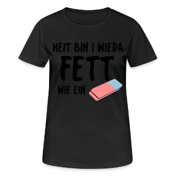 Fett wie ein Radierer - Frauen T-Shirt atmungsaktiv - Schwarz - Vorne - AI Model Female 172 light (172cm)