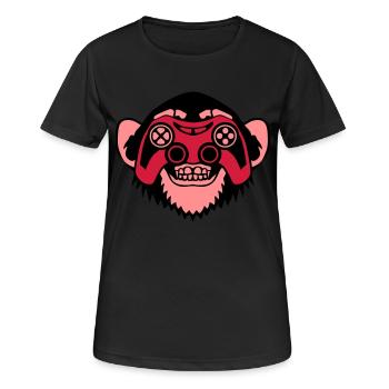 Monkey Controller Spiele Auge Joystick Geek - Frauen T-Shirt atmungsaktiv - Schwarz - Vorne - AI Model Female 172 light (172cm)