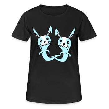 2 Lapins Fantôme Fantôme Hanter Halloween Effrayant - T-shirt respirant Femme - noir - Devant - AI Model Female 172 light (172cm)