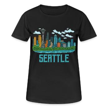 Ville de Seattle - T-shirt respirant Femme - noir - Devant - AI Model Female 172 light (172cm)