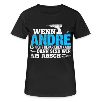 ANDRÉ - kann es reparieren - Frauen T-Shirt atmungsaktiv - Schwarz - Vorne - AI Model Female 172 light (172cm)