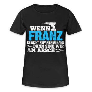 FRANZ - kann es reparieren - Frauen T-Shirt atmungsaktiv - Schwarz - Vorne - AI Model Female 172 light (172cm)