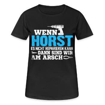 HORST - kann es reparieren - Frauen T-Shirt atmungsaktiv - Schwarz - Vorne - AI Model Female 172 light (172cm)
