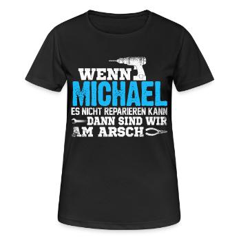 MICHAEL - kann es reparieren - Frauen T-Shirt atmungsaktiv - Schwarz - Vorne - AI Model Female 172 light (172cm)