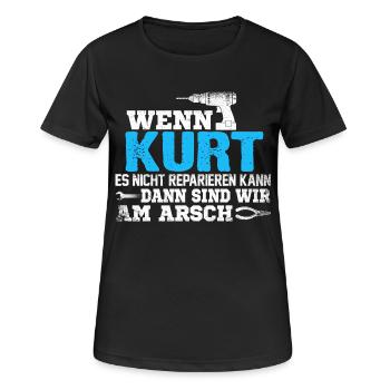 KURT - kann es reparieren - Frauen T-Shirt atmungsaktiv - Schwarz - Vorne - AI Model Female 172 light (172cm)
