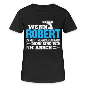 ROBERT - kann es reparieren - Frauen T-Shirt atmungsaktiv - Schwarz - Vorne - AI Model Female 172 light (172cm)