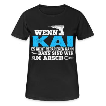KAI - kann es reparieren - Frauen T-Shirt atmungsaktiv - Schwarz - Vorne - AI Model Female 172 light (172cm)