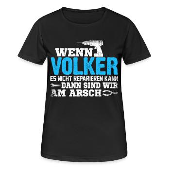 VOLKER - kann es reparieren - Frauen T-Shirt atmungsaktiv - Schwarz - Vorne - AI Model Female 172 light (172cm)